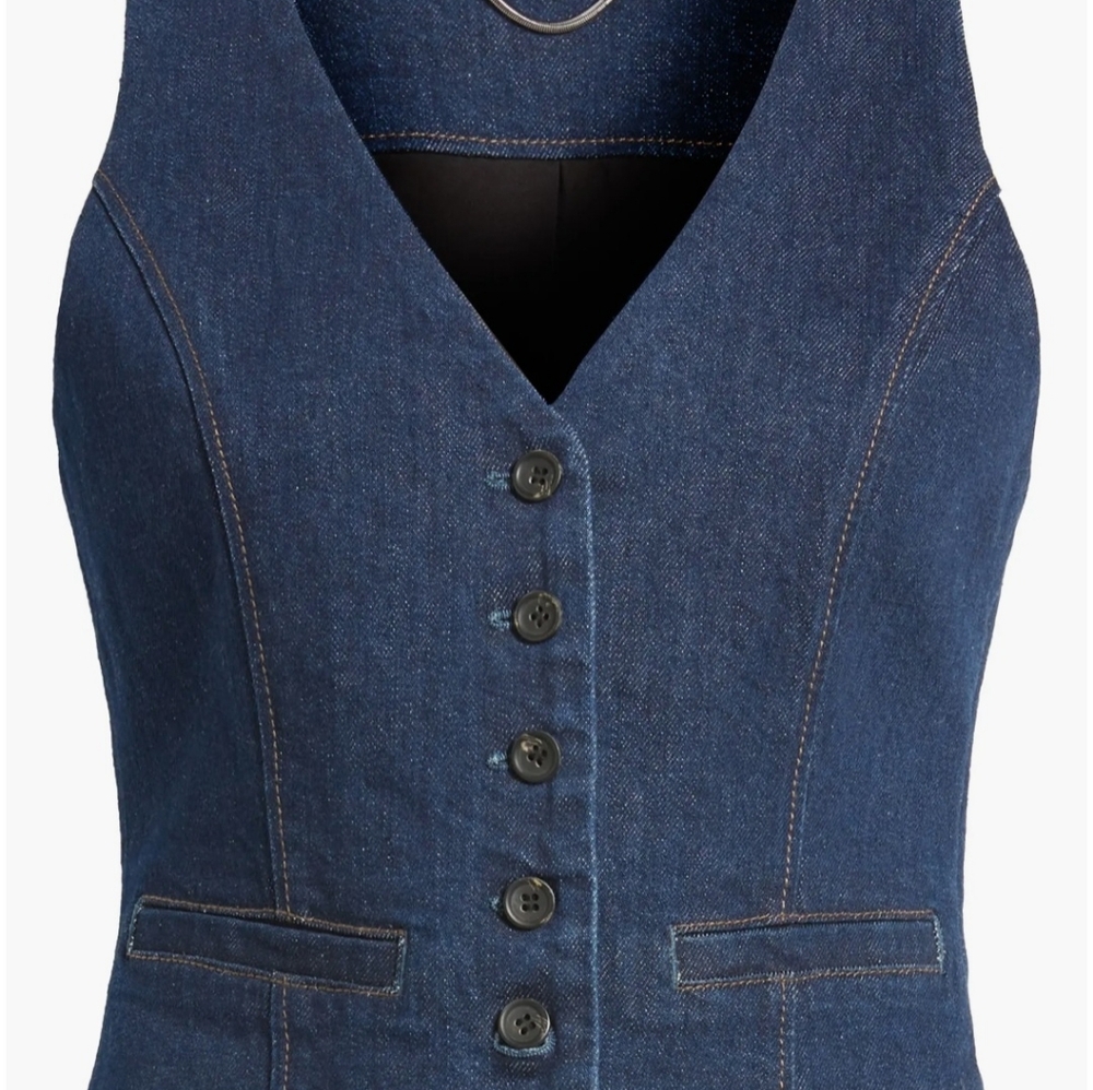 Paige Antonella Dark Wash Fitted Vest Size 4 NWOT. ($209 Retail) - Picture 12 of 13